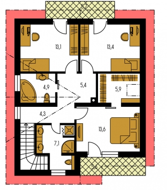 Image miroir | Plan de sol du premier étage - PREMIER 194